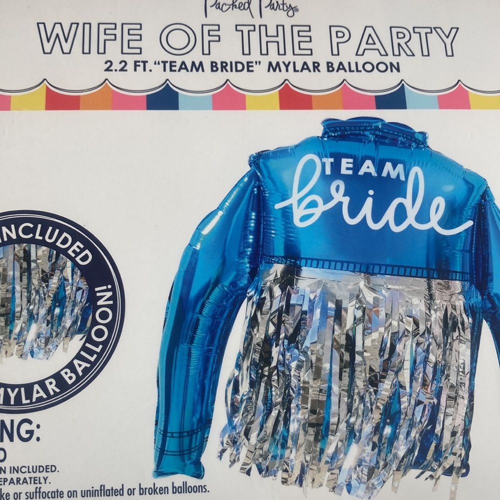 NWT cowgirl wedding WIFE OF THE PARTY pun bachelorette 2 foot balloon team bride